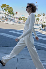 Pantalon droit taille mi-haute