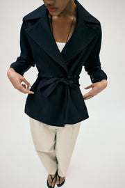 Veste trench en lin avec ceinture