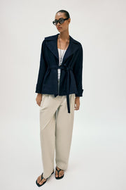 Veste trench en lin avec ceinture