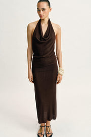 Top dos-nu en maille côtelée à fil métallisé