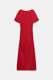Robe midi drapée en maille