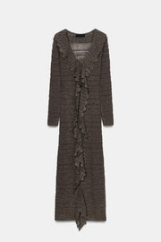 Robe à volants en maille pointelle