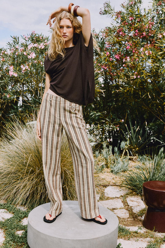 Pantalon droit à rayures