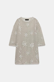 Top oversize en maille à fil métallisé