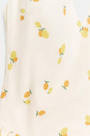 Robe midi dos-nu en popeline à motif fruits