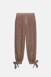 Pantalon bouffant avec nœuds en lin