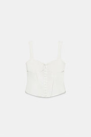 Top bustier à passepoils satinés