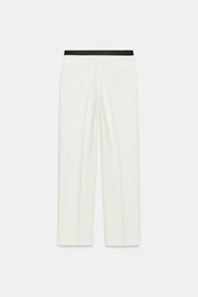 Pantalon droit à taille contrastée