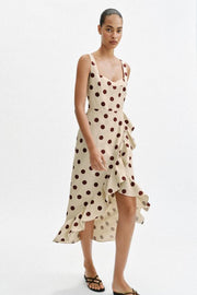 Robe midi à pois en lin