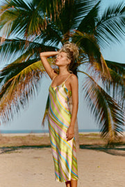 Robe midi satinée imprimée