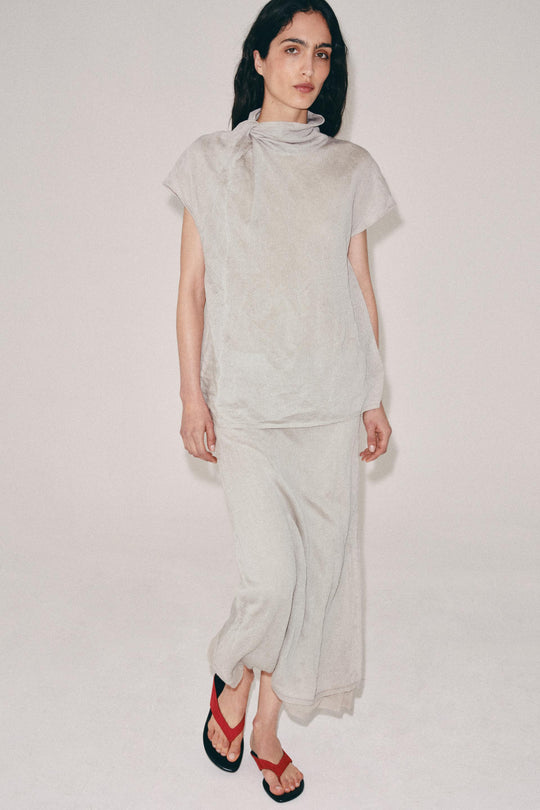 Jupe midi en maille effet froissé