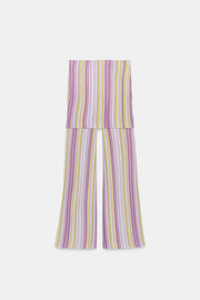 Jupe-culotte longue en maille rayée