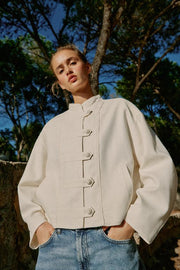 Blouson à brandebourgs en lin