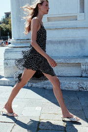 Robe drapée à pois