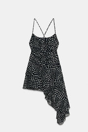 Robe drapée à pois
