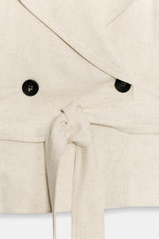 Gilet croisé en lin avec ceinture