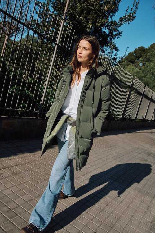 Anorak mi-long tissu enduit coupe-vent
