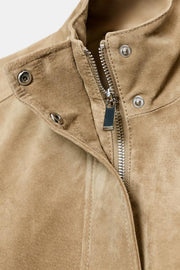 Blouson 100 % cuir suédé à col montant
