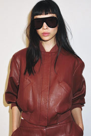 Veste bomber effet cuir à épaulettes