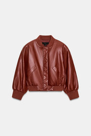 Veste bomber effet cuir à épaulettes