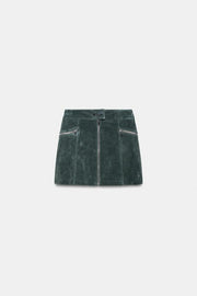 Jupe mini 100 % cuir suédé