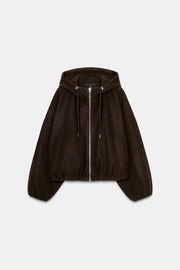 Veste bomber oversize douce à capuche