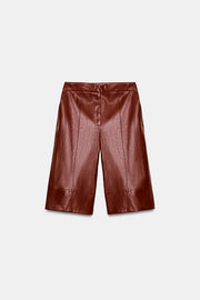 Bermuda long effet cuir