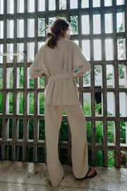 Veste safari en lin avec ceinture