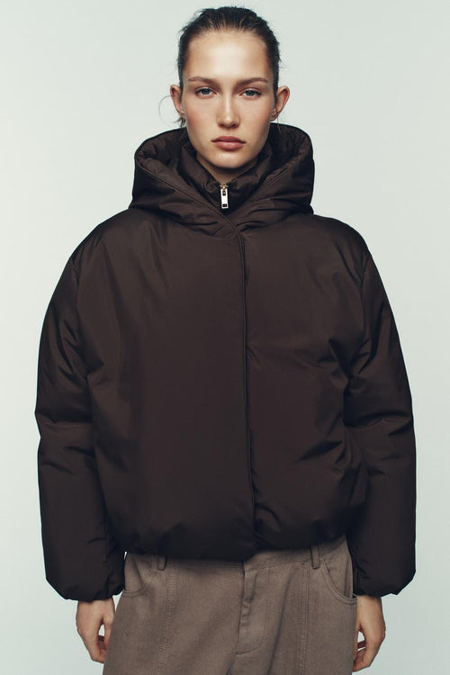 Anorak matelassé à capuche déperlant coupe-vent