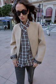 Veste bomber à finitions effet cuir
