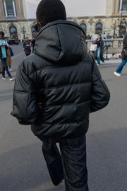 Anorak matelassé effet cuir déperlant coupe-vent