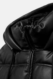 Anorak matelassé effet cuir déperlant coupe-vent