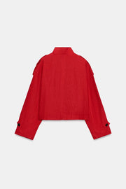 Veste en lin à col montant