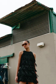Robe à franges effet suédine à clous