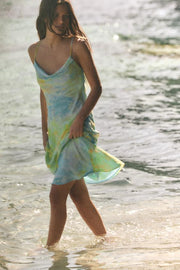 Robe midi drapée imprimée