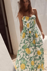 Robe corset en popeline à imprimé fruits