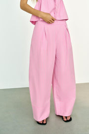 Pantalon large en popeline à rayures