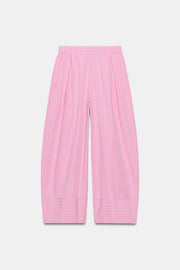 Pantalon large en popeline à rayures