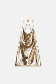 Robe mini dos-nu drapée à sequins