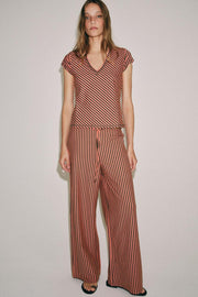 Pantalon à rayures en lin