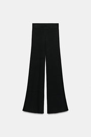 Pantalon large en maille côtelée