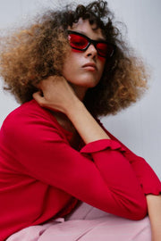 Veste en maille à volants