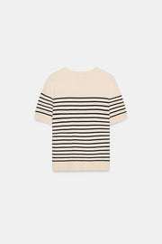 Pull en maille à manches courtes à rayures