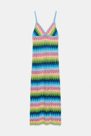 Robe longue en maille à bretelles