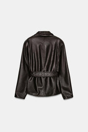 Veste effet cuir avec ceinture ZW Collection