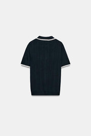Veste polo en maille à dentelle et manches courtes