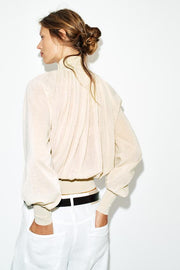 Blouse fluide en maille contrastée