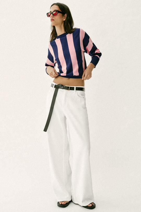 Sweat-shirt en maille rayée