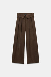 Pantalon à pinces et taille rabattue