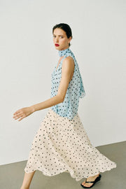 Jupe midi à pois